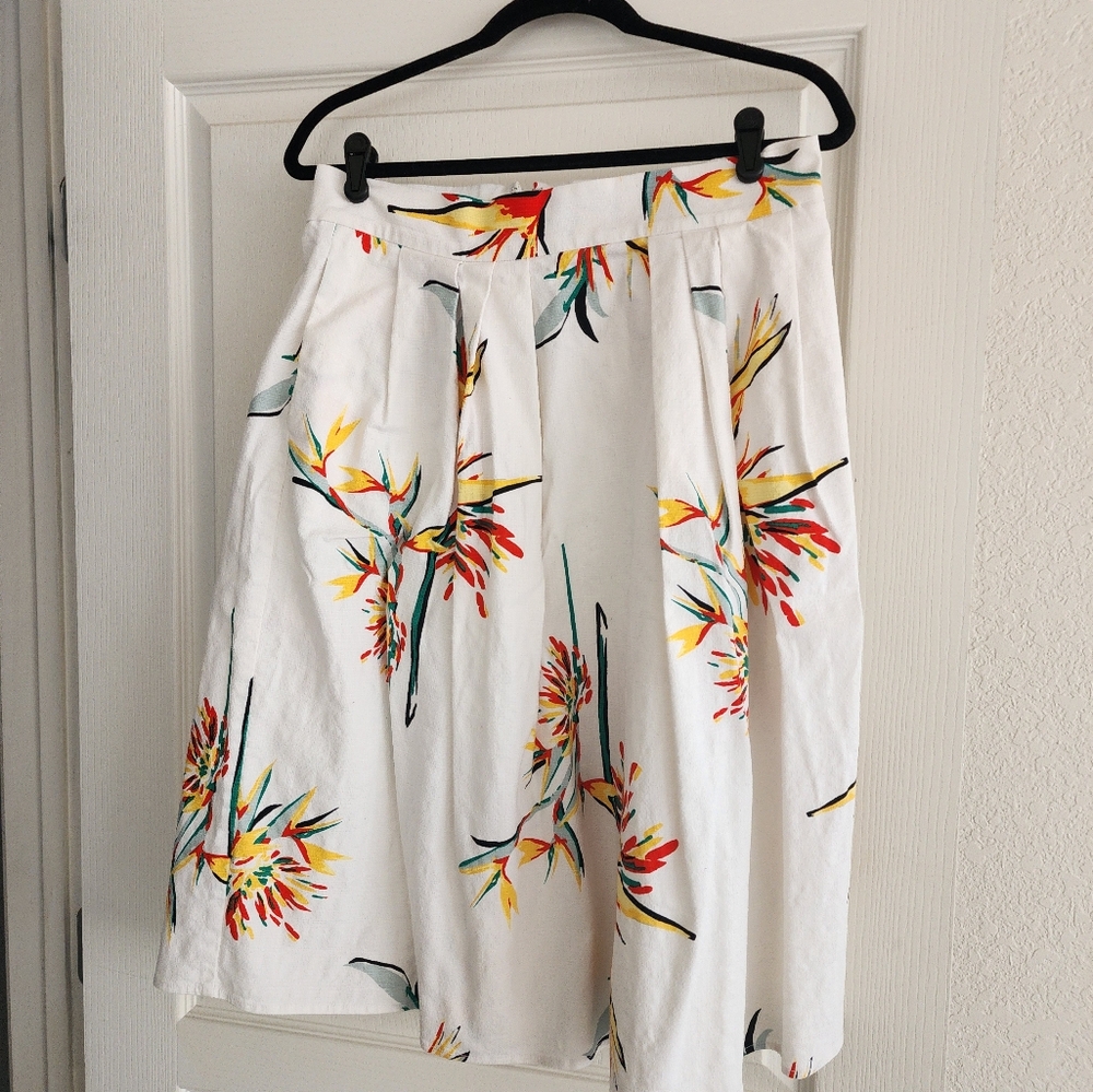 Floral White Skirt